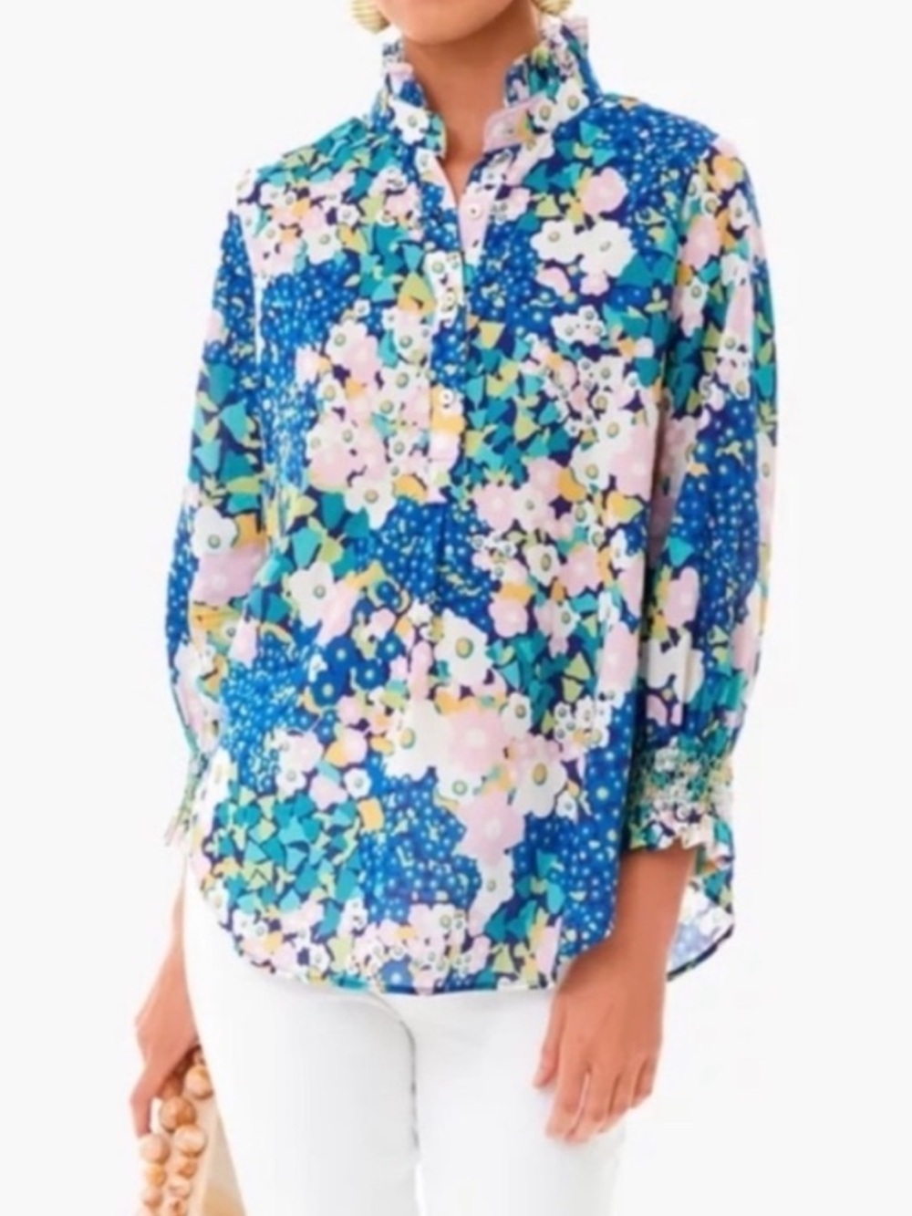 Tuckernuck Pink Floral Print Popover Top
